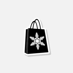 Wall Mural - Shopping bag sticker icon. Snowflake icon