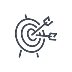 Poster - Target and Goals line icon. Opportunity, challenge and objective vector outline sign.