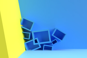 Poster - abstract 3d geometrical squares background. 3d concept illustration.