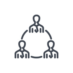 Poster - Meeting and People network line icon. Social connections vector outline sign.