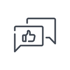 Fototapete - Customer feedback line icon. Chat and Message with thumb up vector outline sign.