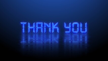 Poster - Reflection effects on a structured surface - blurred blue lettering THANK YOU illuminated over the background - 3D Illustration