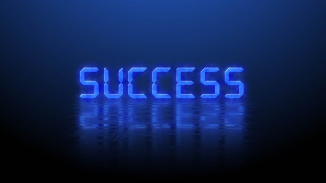 Reflection effects on a structured surface - blurred blue lettering SUCCESS illuminated over the background - 3D Illustration