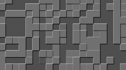 Poster - Relief structure of square elements - abstract graphic background in dark gray - 3D Illustration
