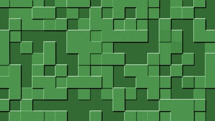 Poster - Relief structure of square elements - abstract graphic background in green - 3D Illustration