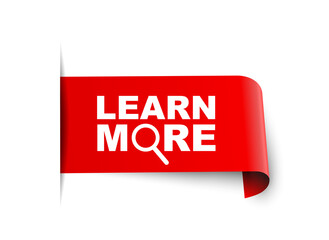 Poster - red vector illustration banner learn more with magnifying glass
