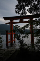 Canvas Print - Hakone Shrine in Japan in the evening