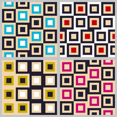 Wall Mural - Set of seamless abstract patterns in constructivism soviet style. Vector vintage 20s geometric ornaments.