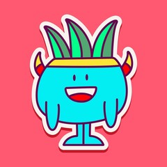 cute monster cartoon doodle design for coloring, backgrounds, stickers, logos, symbol, icons and more