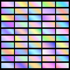 Wall Mural - holographic banners horizontal fluid gradient backgrounds, set