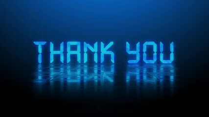 Poster - Reflection effects on a structured surface - blurred blue lettering THANK YOU animated out random letters over illuminated background - move and remove