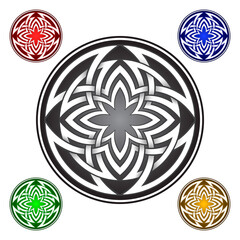 Wall Mural - Circular logo template in Celtic knots style. Stylish tattoo mandala symbol. Silver ornament for jewelry design and samples of other colors.