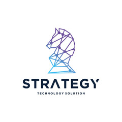 Poster - strategy horse tech logo design vector