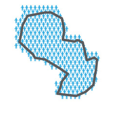 Sticker - Paraguay population map. Country outline made from people figures