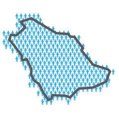 Sticker - Saudi Arabia population map. Country outline made from people figures