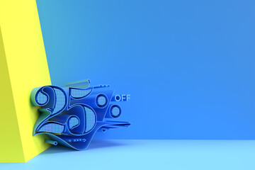 Wall Mural - 3D Render 20% OFF Sale Discount Banner with sapce of your text. Flyer/Poster Illustration Design.