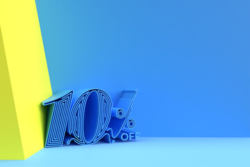 Wall Mural - 3D Render 10% OFF Sale Discount Banner with sapce of your text. Flyer/Poster Illustration Design.
