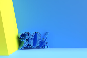 Wall Mural - 3D Render 30% OFF Sale Discount Banner with sapce of your text. Flyer/Poster Illustration Design.
