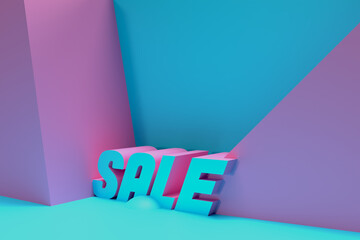 Wall Mural - 3d render sale with space of your text. 3d illustration graphic design.
