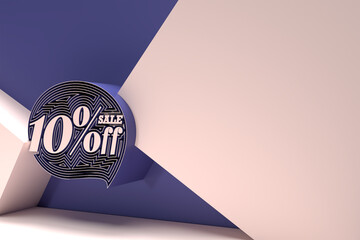 Wall Mural - 3D Render 10% OFF Sale Discount Banner Flyer Poster Illustration Design.