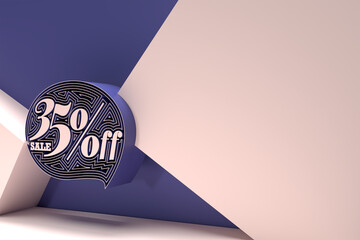 Wall Mural - 3D Render 35% OFF Sale Discount Banner Flyer Poster Illustration Design.
