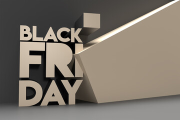 Wall Mural - 3D Black Friday Sale Promotion Poster or banner Design,  Promotion 3D Render Template.