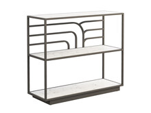 Modern Console Table With Metal Base And Marble Shelves. 3d Render