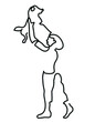 © taylanzgr - One line drawing of dog owner playing wiht her dog.One continuous line drawing of pet lover concept.
