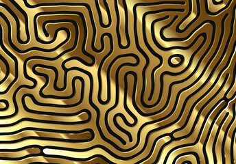 Poster - Abstract background with optical illusion generative pattern and vibrant fluid golden colors