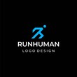 The unique bold logo of the letter R and the running man is designed with geometric lines.
EPS 10, Vector.
