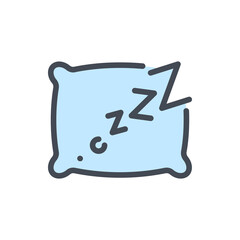Poster - Pillow with Zzz color line icon. Sleep, Sleeping and Nap time vector outline colorful sign.