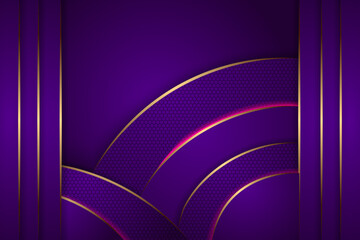 Poster - Vector purple background with gold decoration. dynamic abstract gradient purple backgrounds with gold line. geometric abstract modern design. editable files. transparency black hexagon pattern