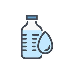 Poster - Water bottle color line icon. Bottle of water with water drop vector outline colorful sign.