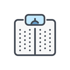 Poster - Weight scales color line icon. Weight loss balance vector outline colorful sign.