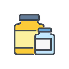 Poster - Sports nutrition color line icon. Jars with supplements vector outline colorful sign.