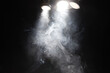 smoke filled lights in studio isolated