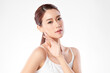 © kitthanes  - Beautiful young asian woman with clean fresh skin on white background, Face care, Facial treatment, Cosmetology, beauty and spa, Asian women portrait