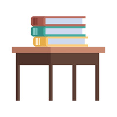 Poster - pile books in wooden table forniture icon