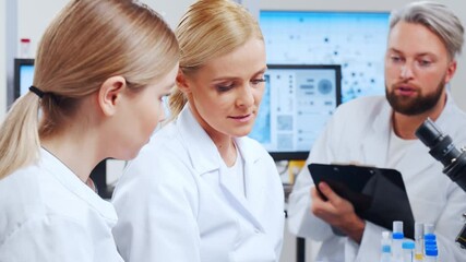 Wall Mural - professional team of scientists is working on a vaccine in a modern scientific research laboratory. 