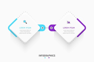 Vector Infographic label design template with icons and 2 options or steps. Can be used for process diagram, presentations, workflow layout, banner, flow chart, info graph.