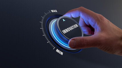 enhancing innovation and technology development concept with a person choosing higher innovative pro