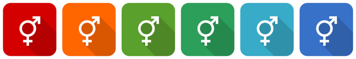 Poster - Sex icon set, flat design vector illustration in 6 colors options for webdesign and mobile applications