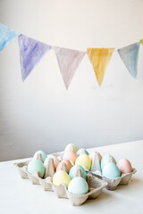 Wall Mural - Carton of painted eggs ready for Easter