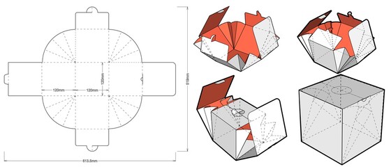 Gift Box and Die-cut Pattern. The .eps file is full scale and fully functional. Prepared for real cardboard production.
