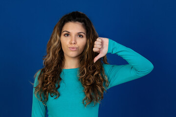 Sticker - Portrait of beautiful caucasian girl with curly hair