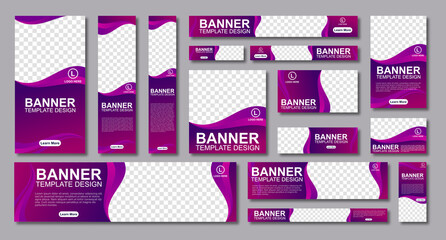 Poster - set of creative web banners of standard size with a place for photos. Modern template design