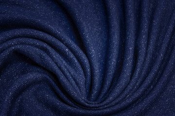 Wall Mural - Navy blue fabric texture background top view. Crumpled Cloth Blank Background