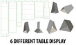 © Marko - Six different table display packaging design template gluing selflock die cut - vector