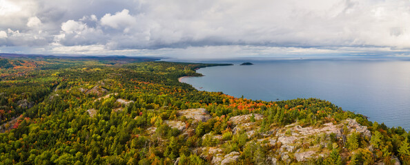 Wall Mural - Autumn view of Sugarloaf Mountain and Lake Superior near Marquette Michigan - Upper Peninsula