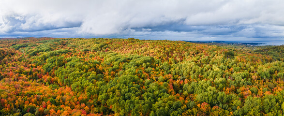 Wall Mural - Gorgeous autumn view from Mount Marquette area looking towards the bay on Lake Superior  - Michigan Upper Peninsula